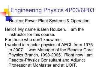 Engineering Physics 4P03/6P03