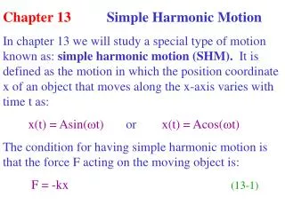 Chapter 13 Simple Harmonic Motion