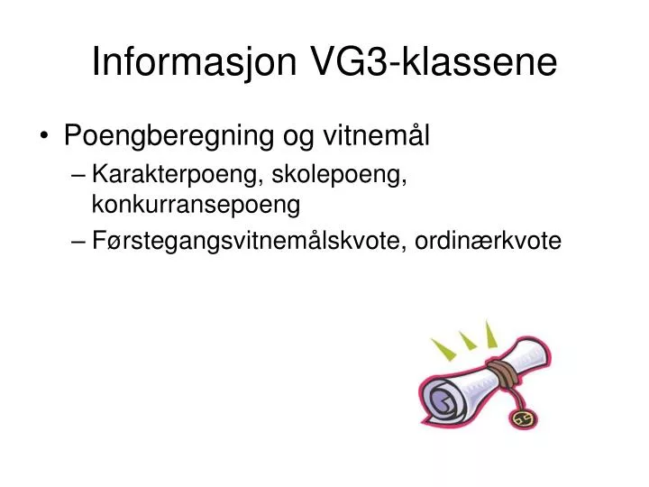 informasjon vg3 klassene