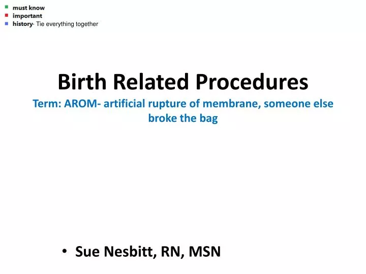 birth related procedures term arom artificial rupture of membrane someone else broke the bag