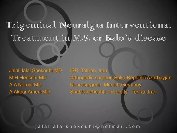 trigeminal neuralgia interventional treatment in m s or balo s disease