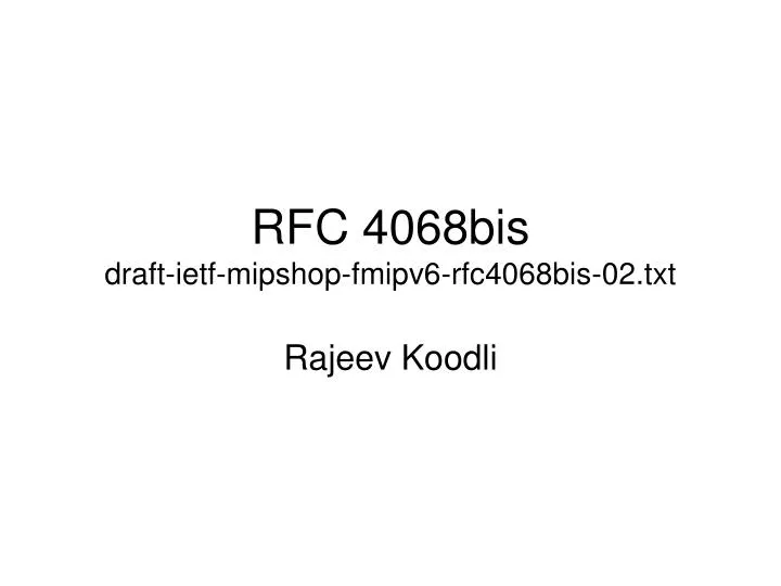 rfc 4068bis draft ietf mipshop fmipv6 rfc4068bis 02 txt