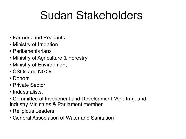 sudan stakeholders