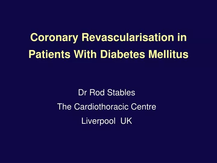 coronary revascularisation in patients with diabetes mellitus