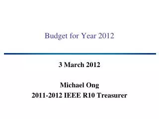 Budget for Year 2012