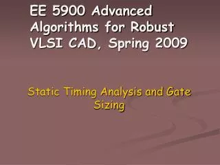 EE 5900 Advanced Algorithms for Robust VLSI CAD , Spring 2009