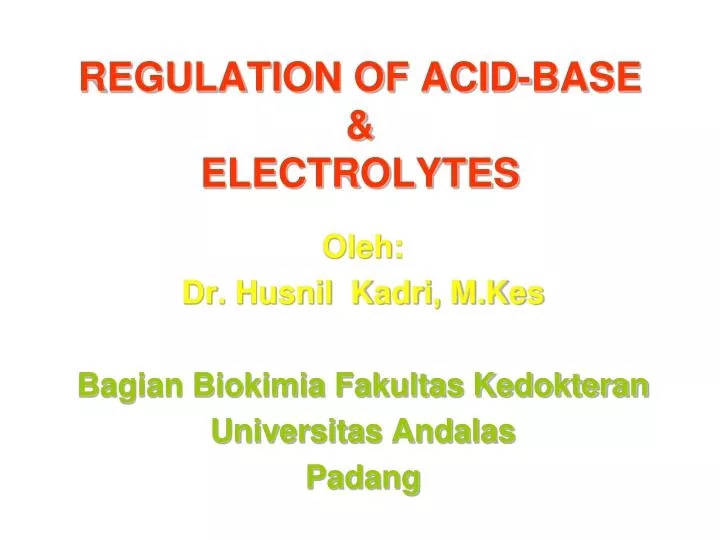 regulation of acid base electrolytes