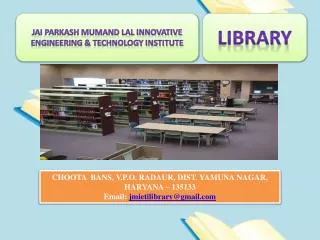 JAI PARKASH MUMAND LAL INNOVATIVE ENGINEERING &amp; TECHNOLOGY INSTITUTE