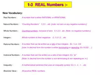 1-3 REAL Numbers :-