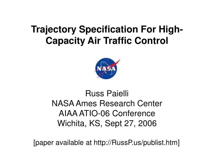 trajectory specification for high capacity air traffic control