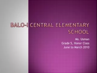 Balo -I Central Elementary School