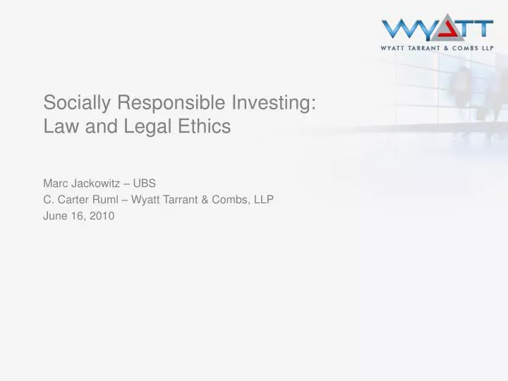 socially responsible investing law and legal ethics