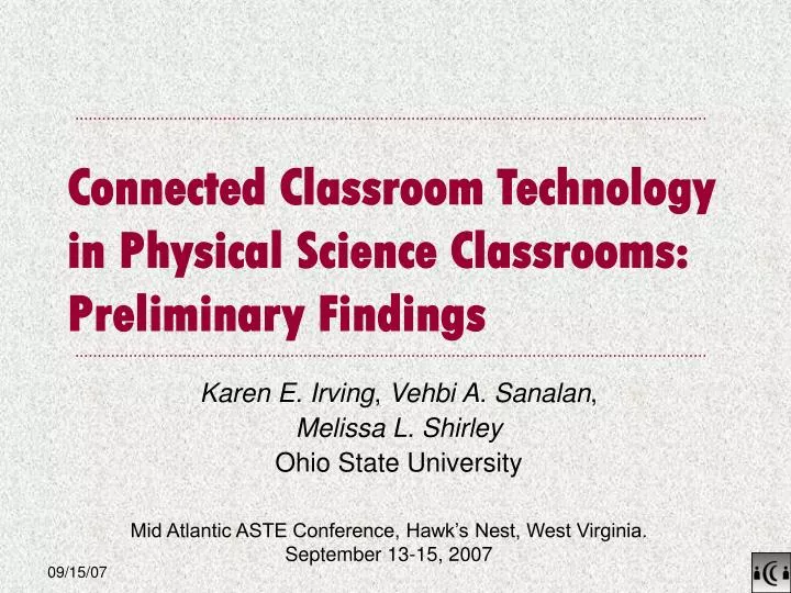 connected classroom technology in physical science classrooms preliminary findings