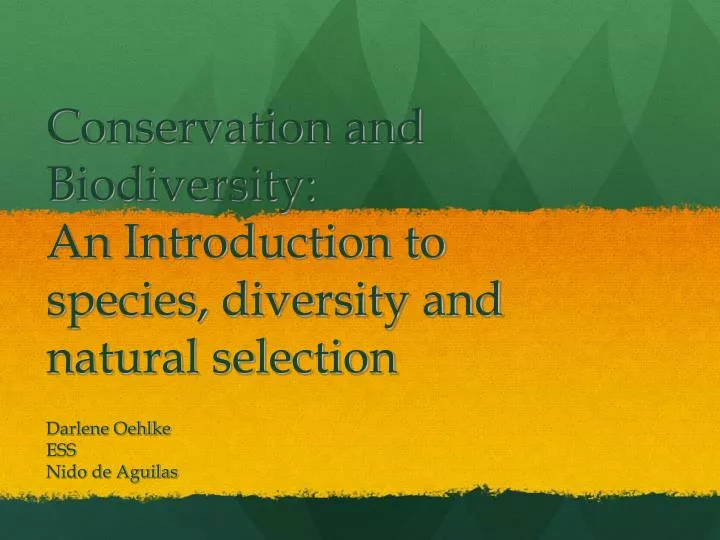 conservation and biodiversity an introduction to species diversity and natural selection