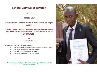 Senegal Dairy Genetics Project Congratulates Elhadji Sow