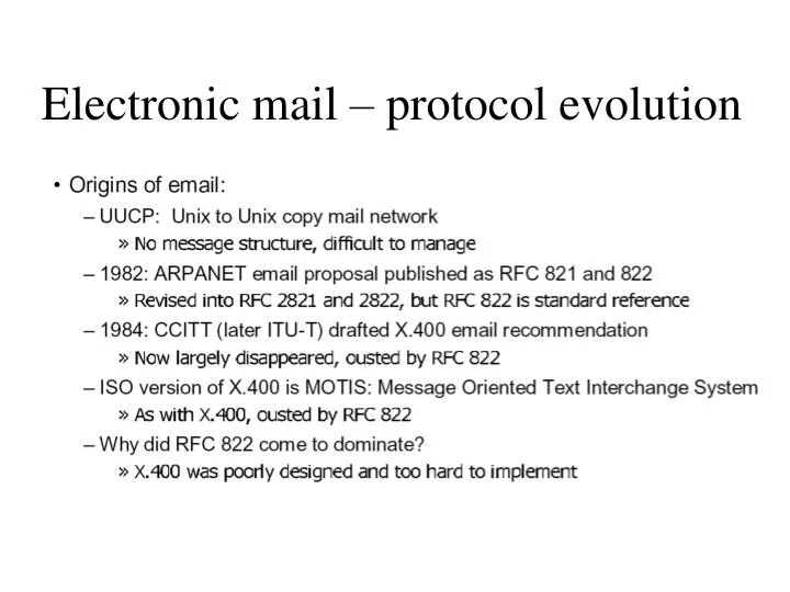 electronic mail protocol evolution