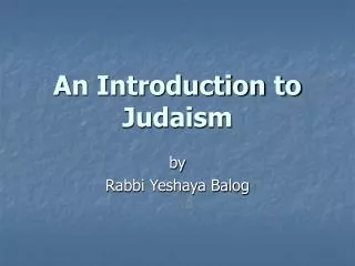 An Introduction to Judaism