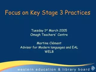 Focus on Key Stage 3 Practices