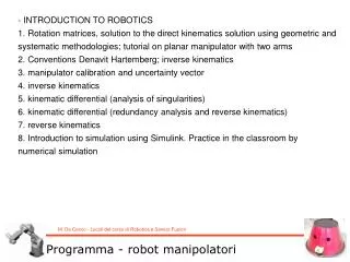 Programma - robot manipolatori