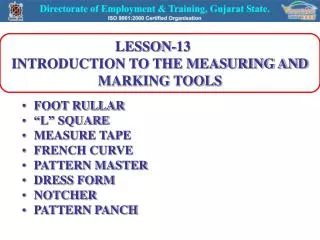 LESSON-13 INTRODUCTION TO THE MEASURING AND MARKING TOOLS