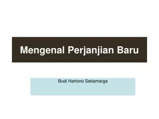 mengenal perjanjian baru