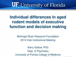 Individual differences in aged rodent models of executive function and decision making