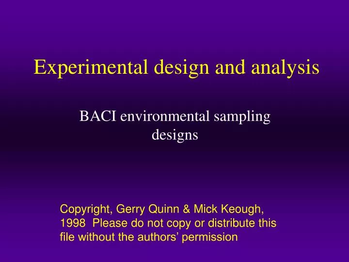 experimental design and analysis