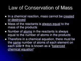 Law of Conservation of Mass