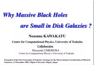 Why Massive Black Holes are Small in Disk Galaxies ?