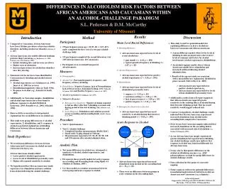 DIFFERENCES IN ALCOHOLISM RISK FACTORS BETWEEN AFRICAN AMERICANS AND CAUCASIANS WITHIN