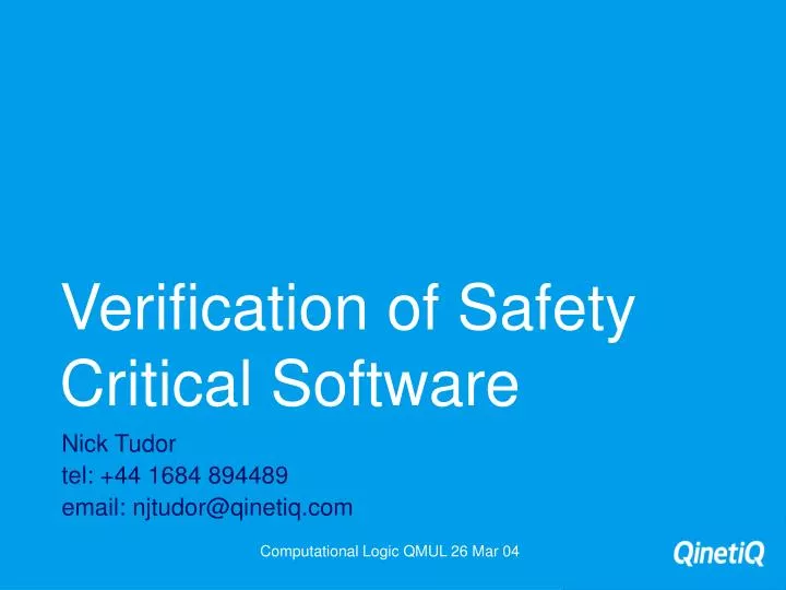 verification of safety critical software