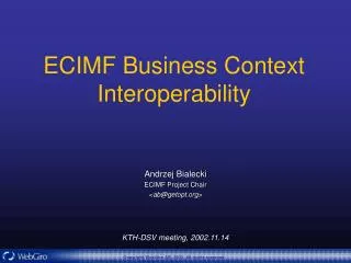 ECIMF Business Context Interoperability