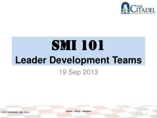 SMI 101 Leader Development Teams