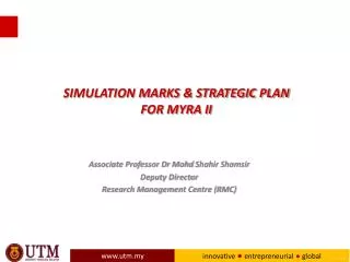 SIMULATION MARKS &amp; STRATEGIC PLAN FOR MYRA II