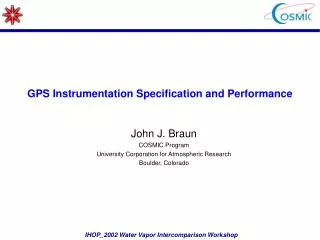 GPS Instrumentation Specification and Performance