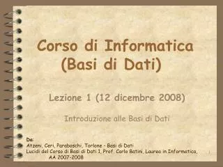 corso di informatica basi di dati