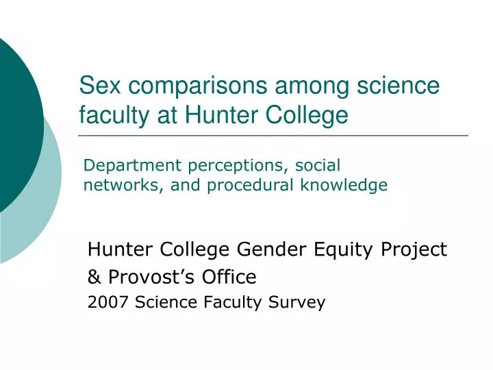 sex comparisons among science faculty at hunter college
