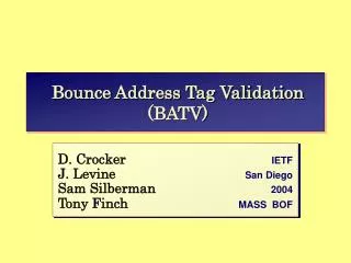 Bounce Address Tag Validation (BATV)