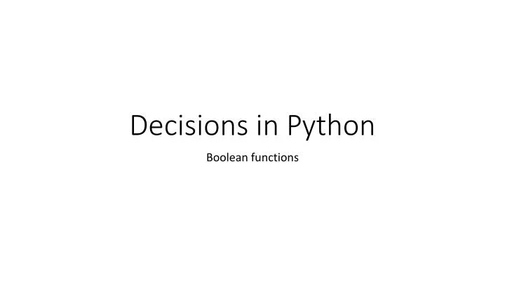 decisions in python