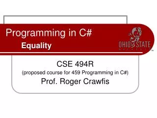 Programming in C# Equality