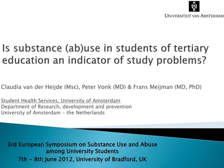 is substance ab use in students of tertiary education an indicator of study problems
