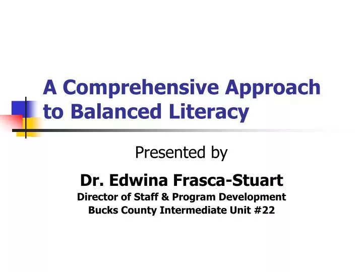 a comprehensive approach to balanced literacy