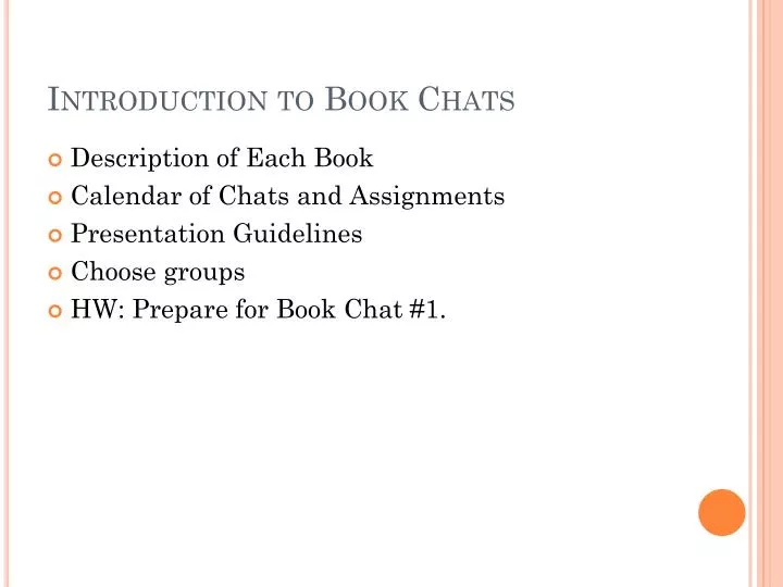 introduction to book chats