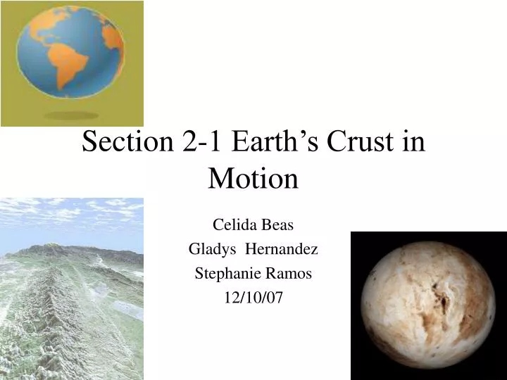 section 2 1 earth s crust in motion