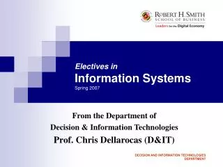 Electives in Information Systems Spring 2007