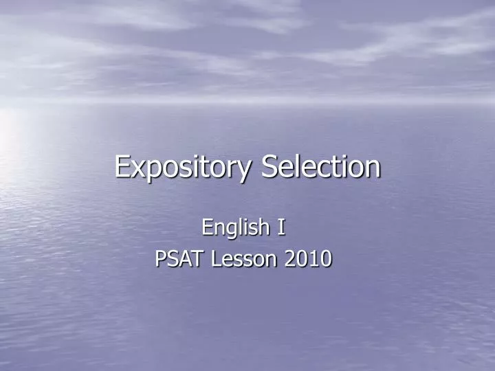 expository selection