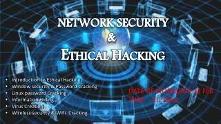 Introduction to E thical Hacking Window security &amp; Password Cracking Linux password Cracking