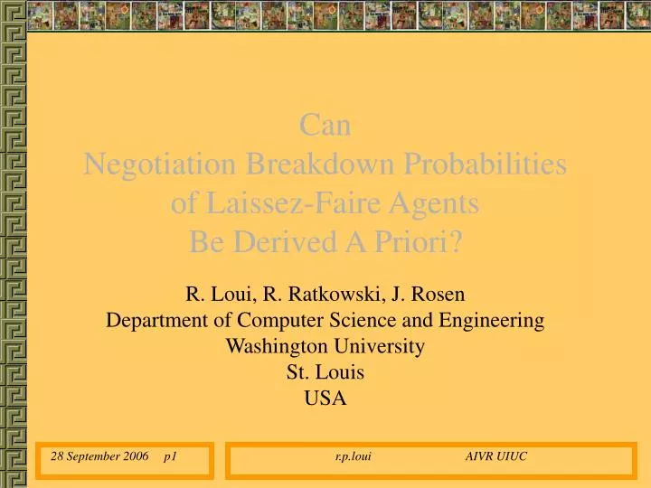 can negotiation breakdown probabilities of laissez faire agents be derived a priori