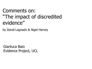 Gianluca Baio Evidence Project, UCL
