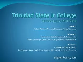 Trinidad State Jr College Annual Report 2010-2011